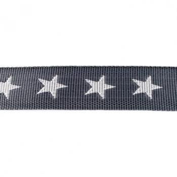 Gurtband 40 mm breit Grau mit Sternen